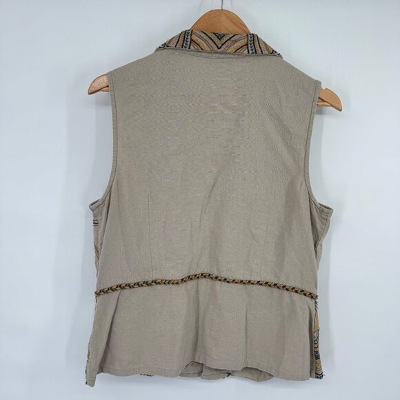 Coldwater Creek Embroidered Linen & Rayon Vest boho  Womens Size 14 - Picture 8 of 12